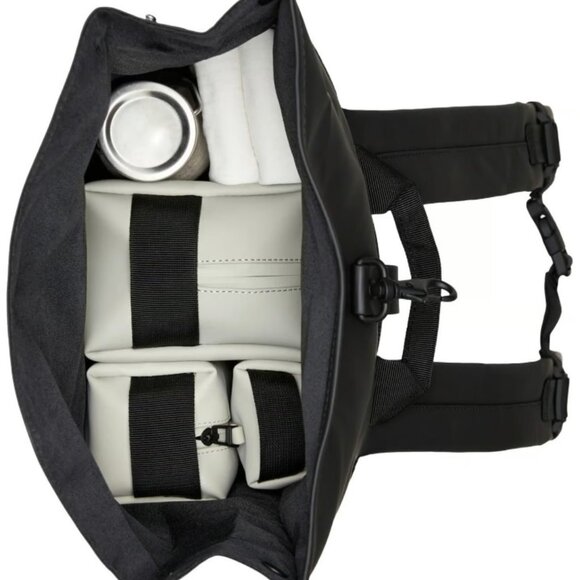 Rains Rolltop Rucksack W3 Waterproof Backpack Waves Blue 19.2"H x 12.8"W x 4.4"D - Picture 3 of 11